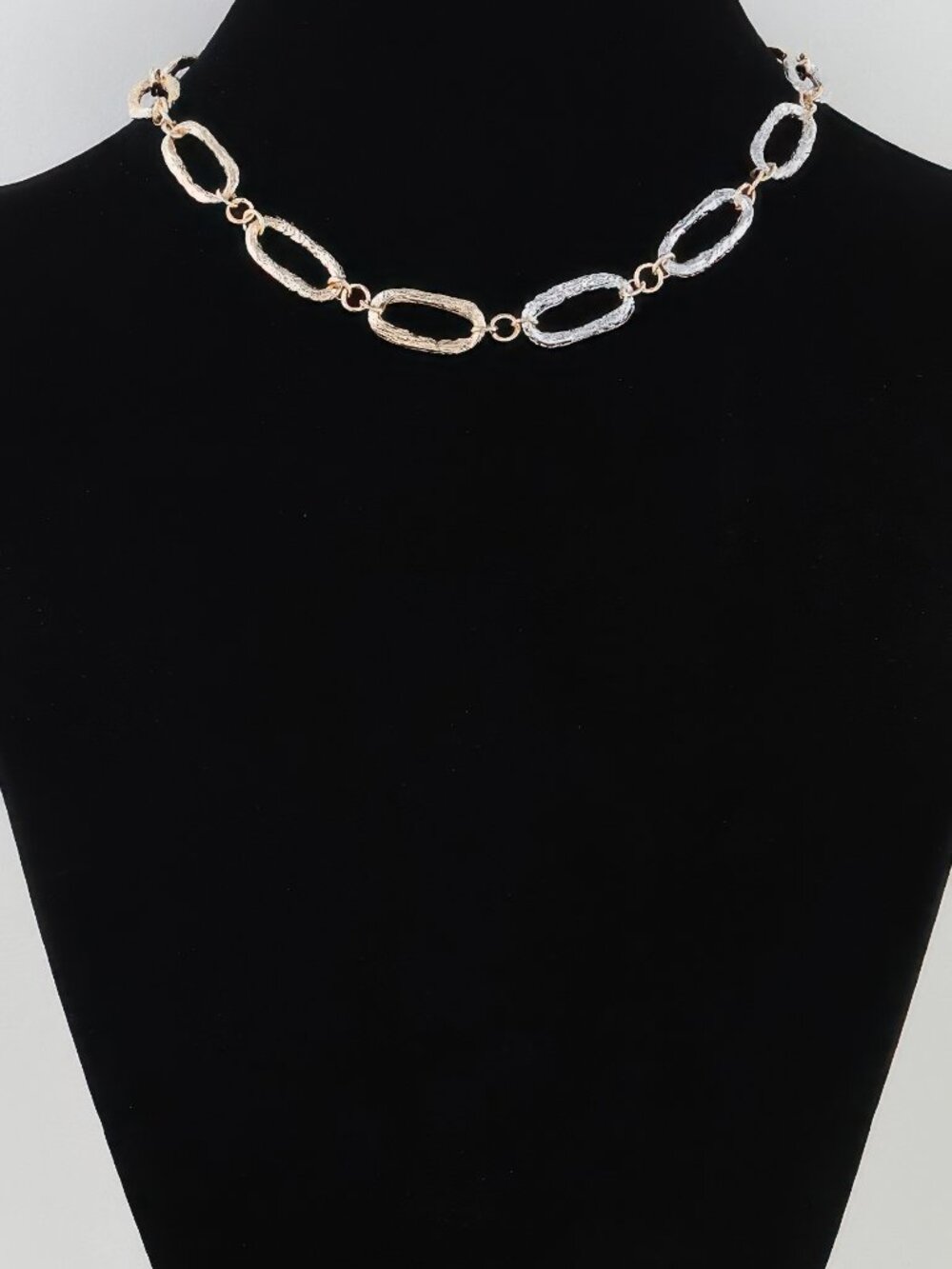 Hammered Two Toned Chain Necklace